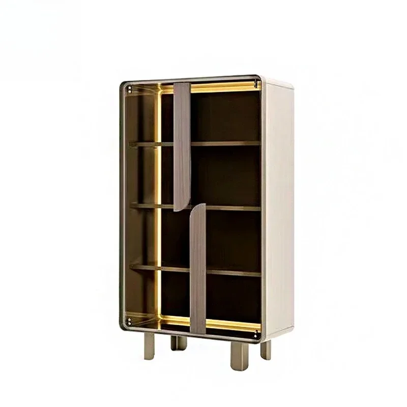 

Light luxury high-end occasion solid wood w ine cab inet villa ma nsion, glass display cab inet