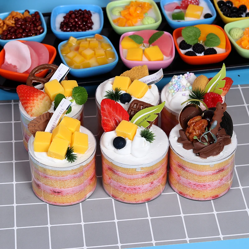 

Simulation Fruit Cream Pudding Cake Fake Mousse Cup Ornaments Dessert Table Decor Kids Pretend Toy