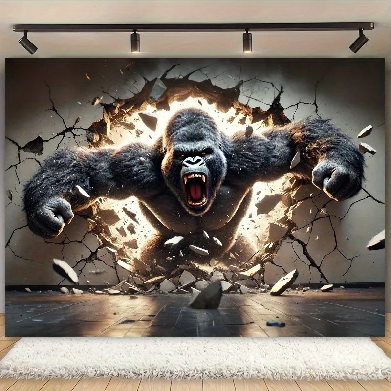 3D Gorilla Tapestry - Ultra HD Wall Art for Living Room, Bedroom & Office | Dynamic Jungle Decor