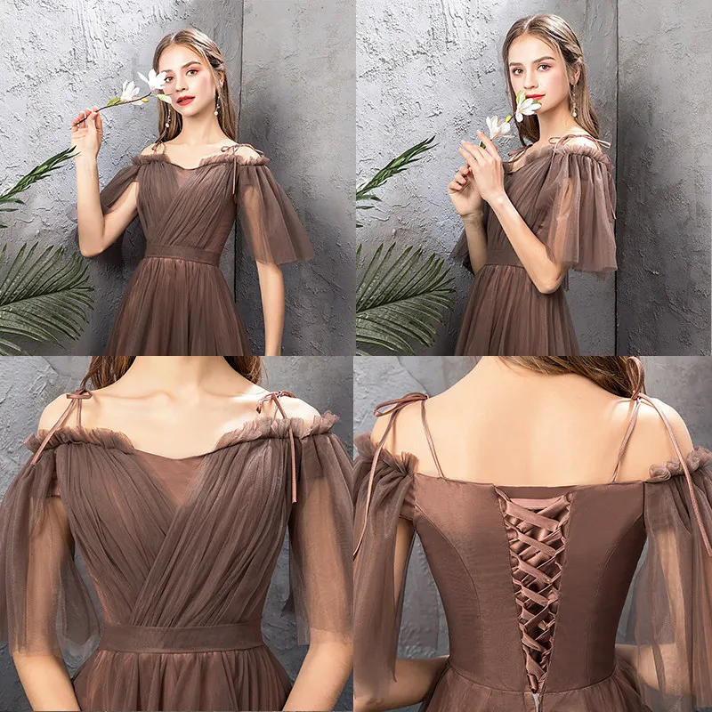 Customized Wedding Party Dress Sweet Memory Bride Maid Dresses for Weddings A-Line Mesh Tulle Long Bridesmaid Dresses