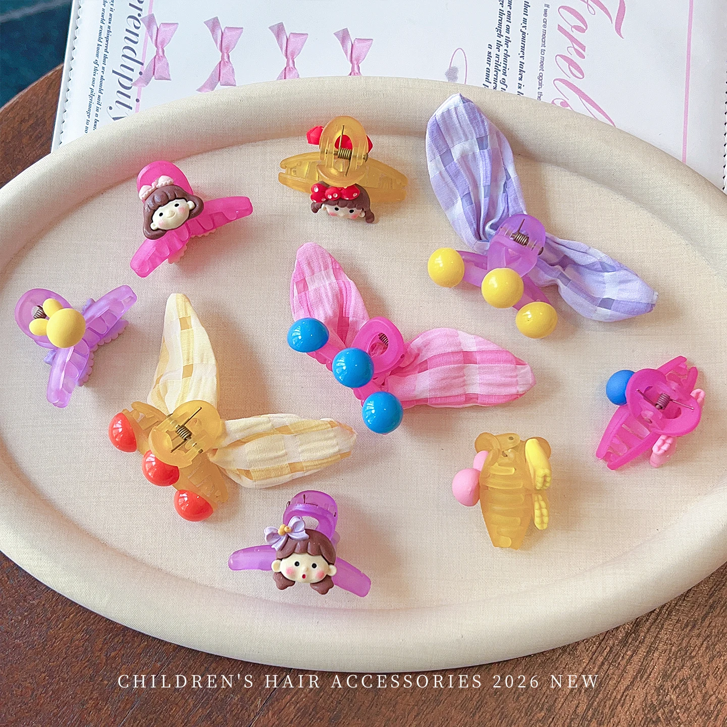 3 Stück/Set Neue karierte Tüll-Haarspange mit Hasenohren und Schleife für Mädchen und Kinder, süße Cartoon-Haarspange, die das Haar nicht verletzt, rutschfester Pferdeschwanzhalter, Zubehör – Detail 3