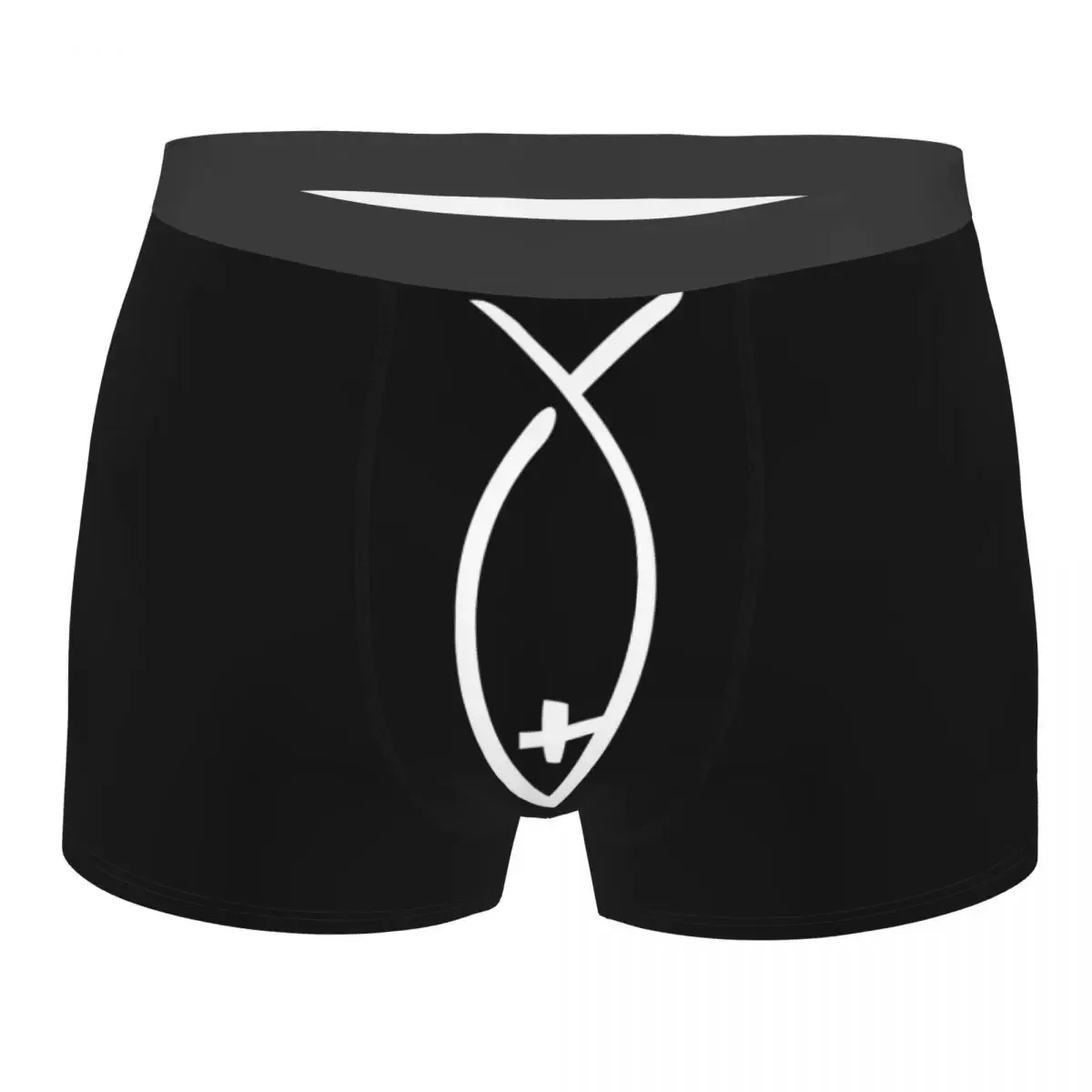 Jesus Cross Fish Boxer Shorts For Homme 3D Print Male Christian Underwear Panties Briefs Soft Underpants