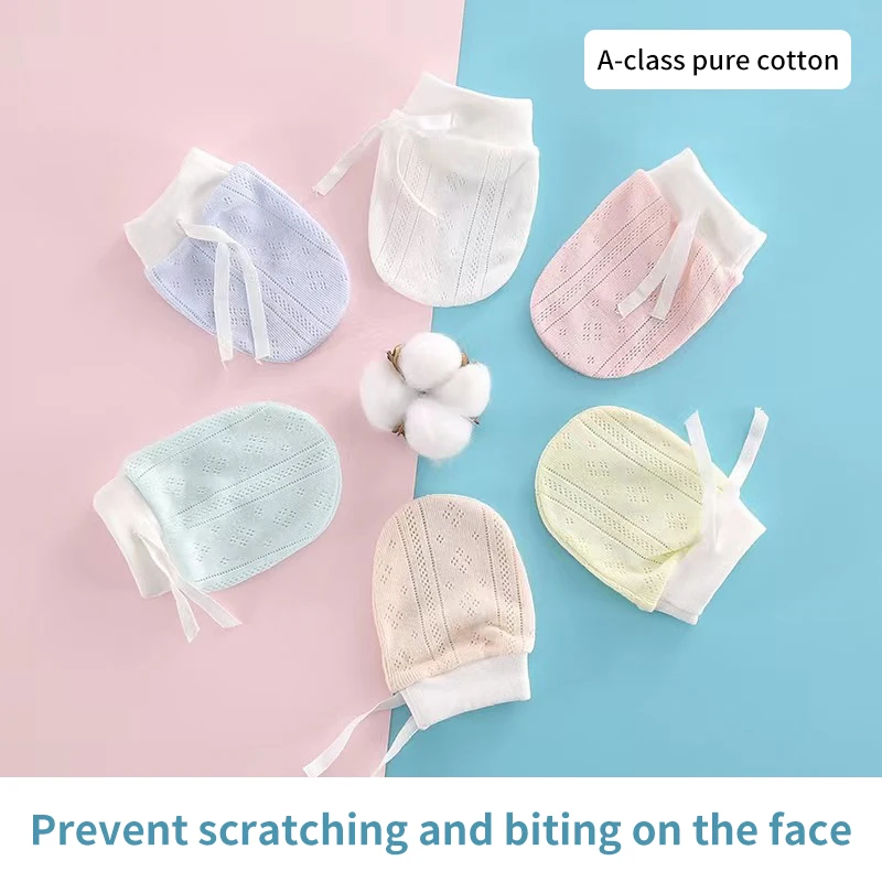 قفازات أطفال رقيقة جيدة التهوية لحديثي الولادة ، قفازات مضادة للاصطياد ، قفاز يد لحماية الوجه ، إكسسوارات للرضع ، 0-12 شهرًا ، زوج واحد