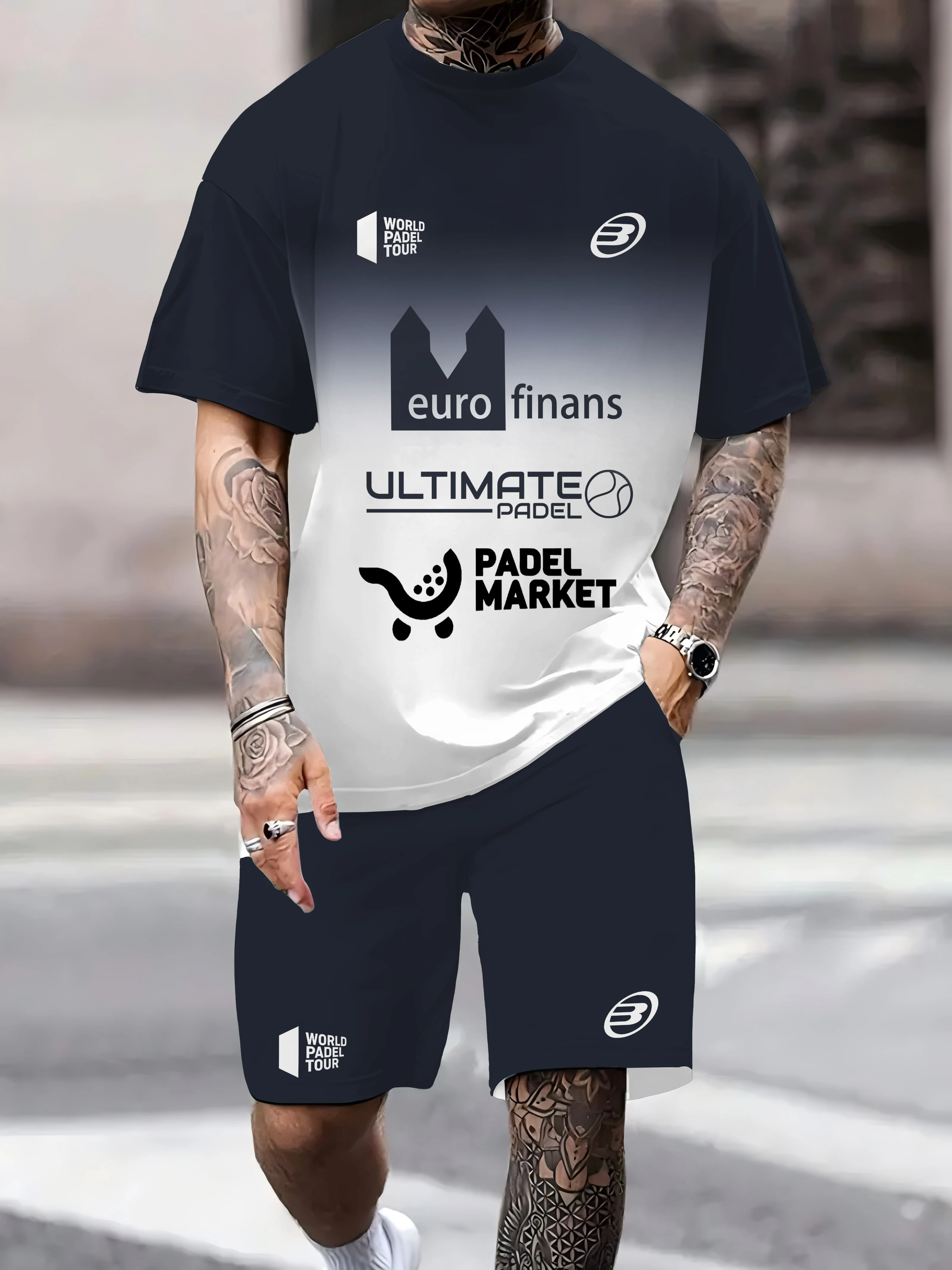 

Summer New Products Of 2025, Casual Suits, Short Sleeves And Shorts With Recessed Letters In Popular Sports, Men's Tennis Shirts