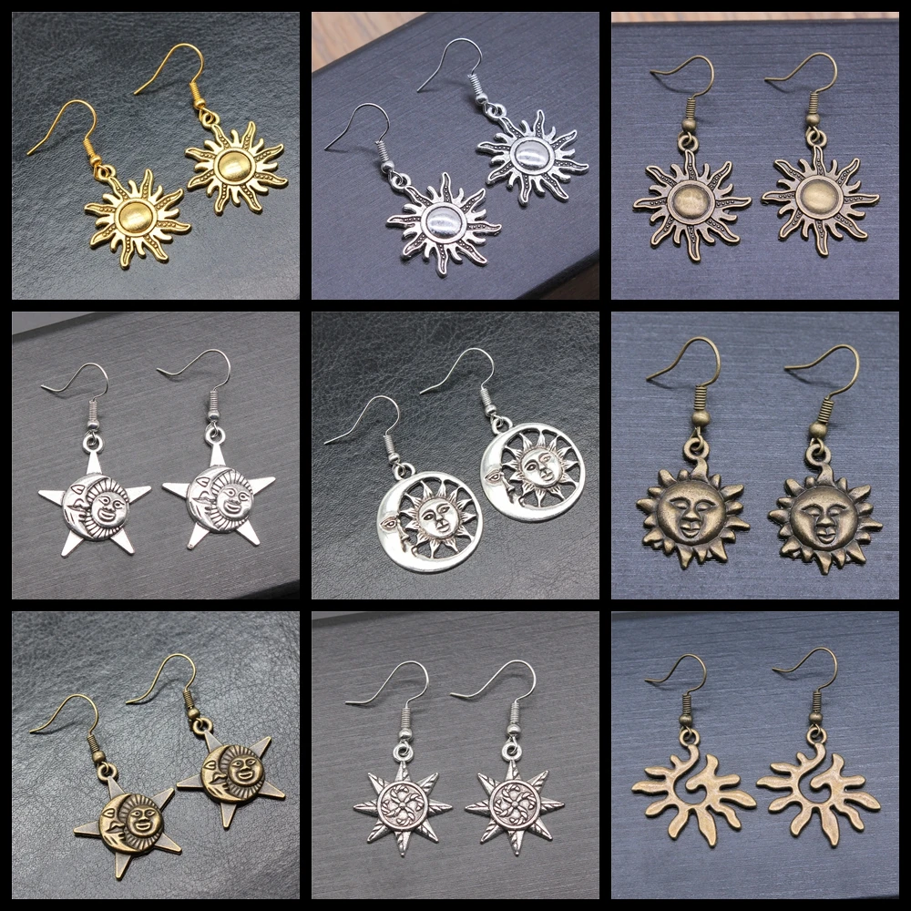 Fashion Handmade Simple Design Sun Mystical Sun Dangle Earrings For Witch Pagan Gothic Hoops Earring Gift