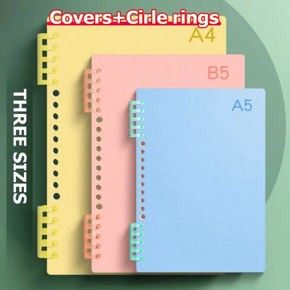 4Pcs PP Loose-leaf Book Cover Colorful Transparent DIY Loose Leaf Notebook Binder Spiral Ring A4 A5 B5 Office School Supplies