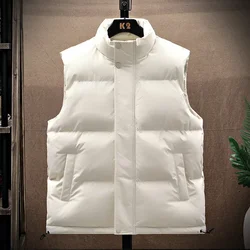 Men Vest 2024 New Double Pocket Leisure and Comfort Vest Autumn Winter Solid Color Stand Up Collar Zipper Warm Vest