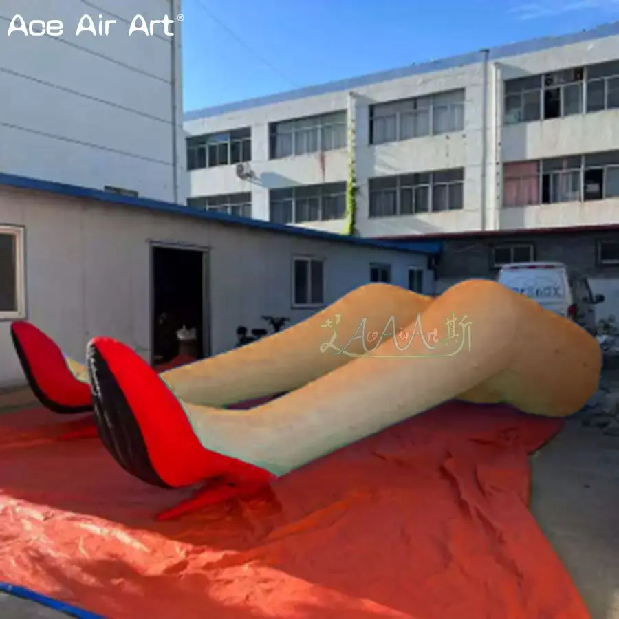 

6m Long Sexy Inflatable Legs In Red High Heels Model Air Blown Legs Replica For Night Club Decoration