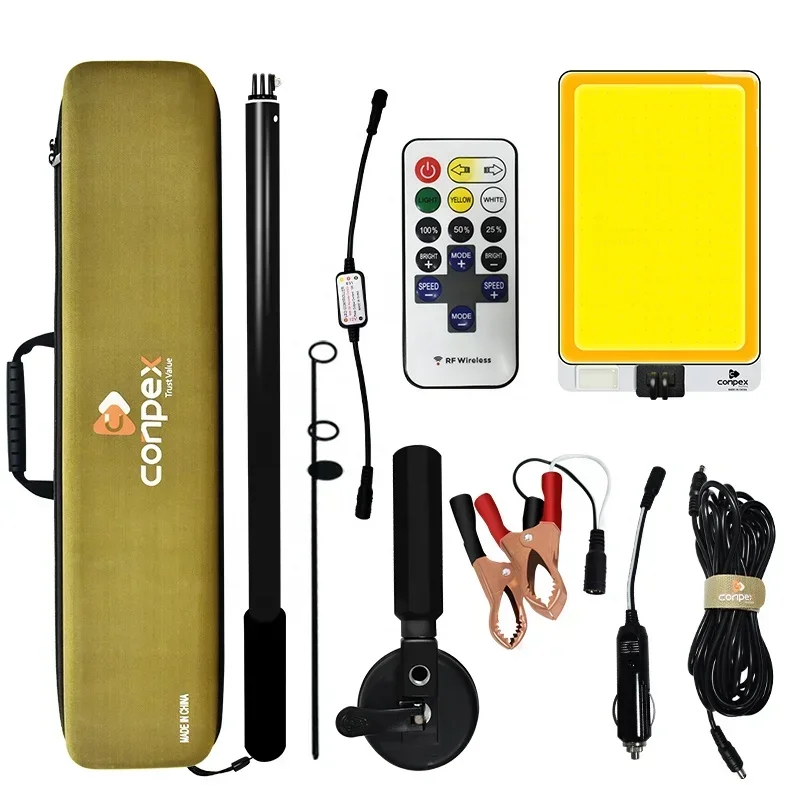 outdoor multi-function Dual color Lamp board remote control Adjustable Lighting Telescopic Fishing Rod Camping Light