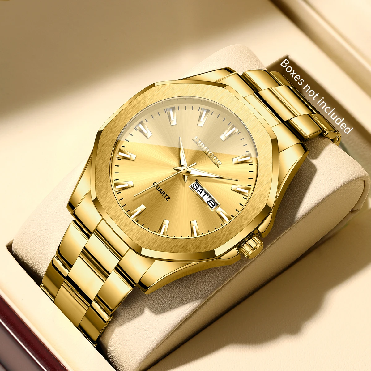 Luxury Stainless Steel Band Men's Quartz Watch Fashion Men Business Wristwatches with Calendar Relogio Masculino (Without Box)
