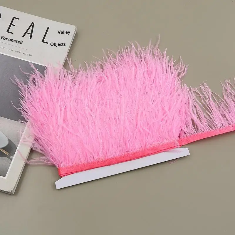1 Stück DIY Boho Hochzeitskleider Nähzubehör Weißes Federband 100CM Schwarzes Natürliches Straußenfeder-Besatzband für Bastelarbeiten Party Heimdekoration – Detail 8
