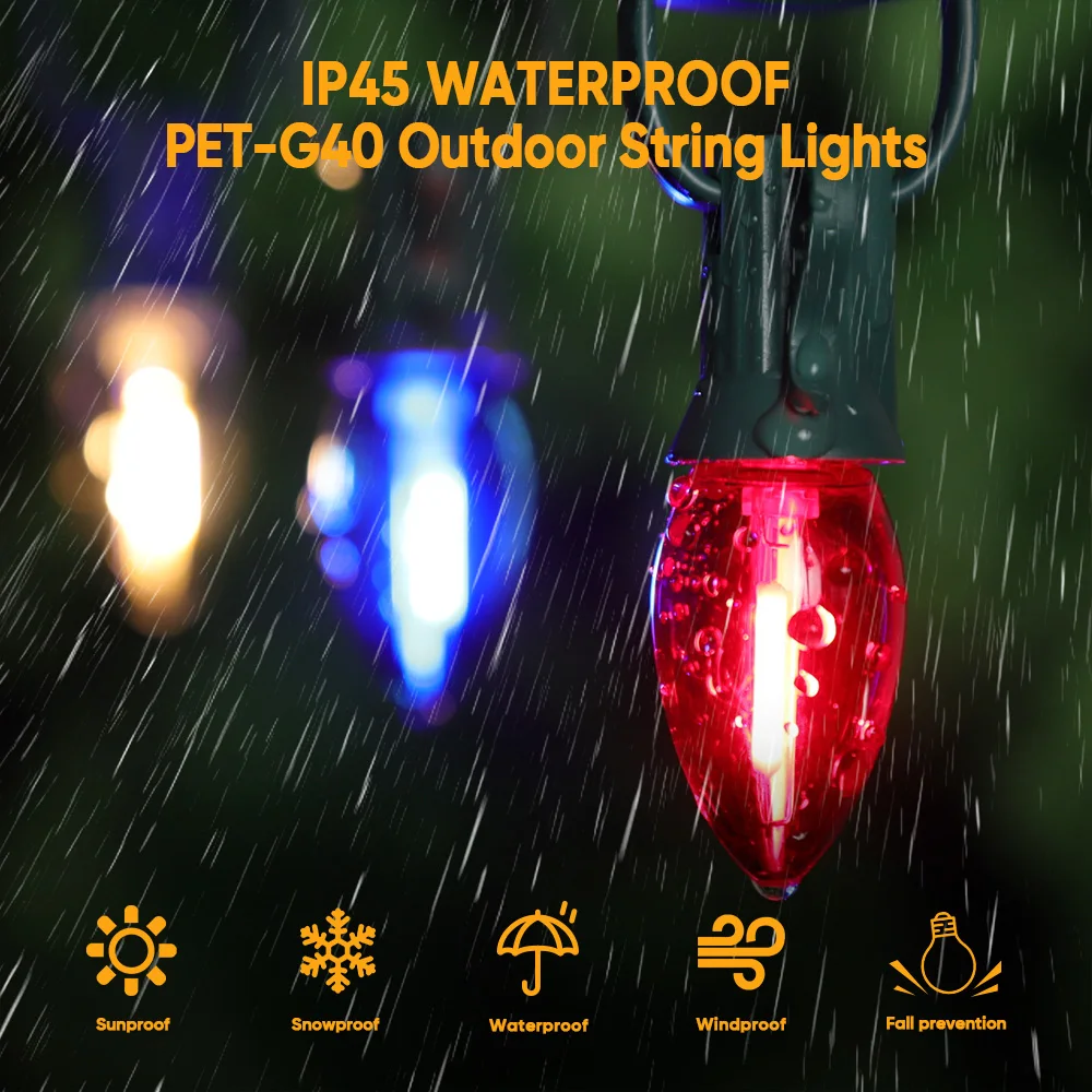 Shatterproof C7 String Light Colorful Led Replacement Bulbs 1W IP44 Plastic Candle Birthday Party Garden Home Decorative Garland
