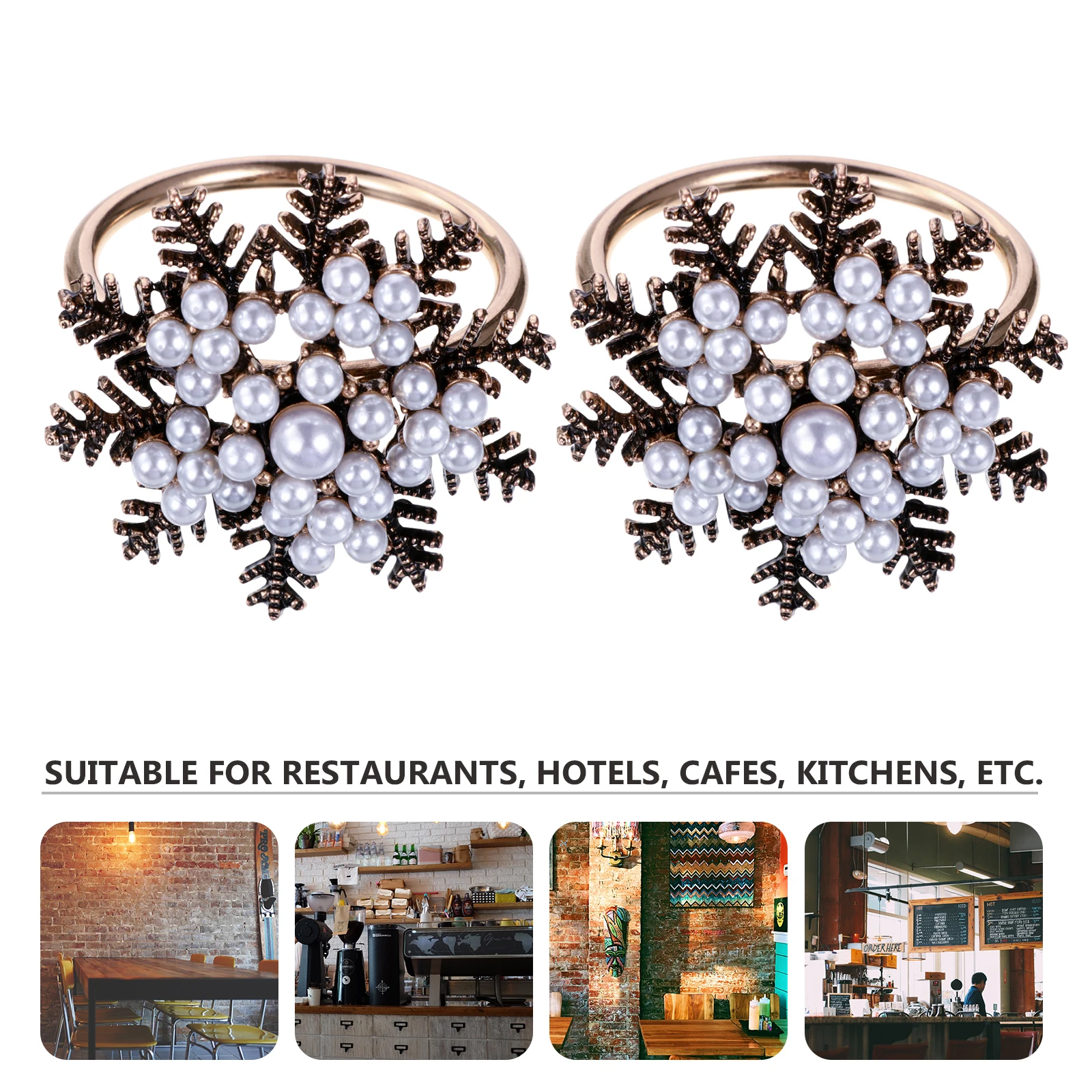 

2 Pcs Ring Christmas Shiny Snowflake Buckle Circle Dinner Decor Stainless Steel Kitchen Snowflake Napkin Holder Barware