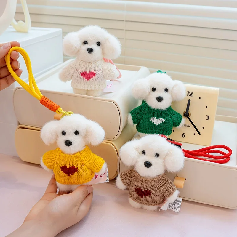 

Kawaii Poodle Dog Wear Sweater Plush Key Chain Toys Simulation Curly Dog Pendant Cute Stuffed Dolls Girl Kids Birthday Gift
