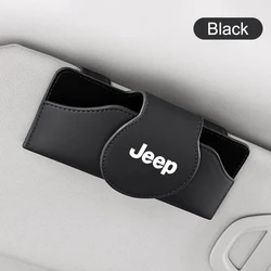 Leather Car Glasses Case Sunglasses Storage Box Clip For Jeep Renegade Wrangler JL JK Gladiator Grand Cherokee Compass Accessory