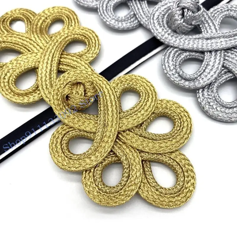 

H9ED Gold Chinese Buttons Handmade Flower Fastener Button Chinese Knot Buttons