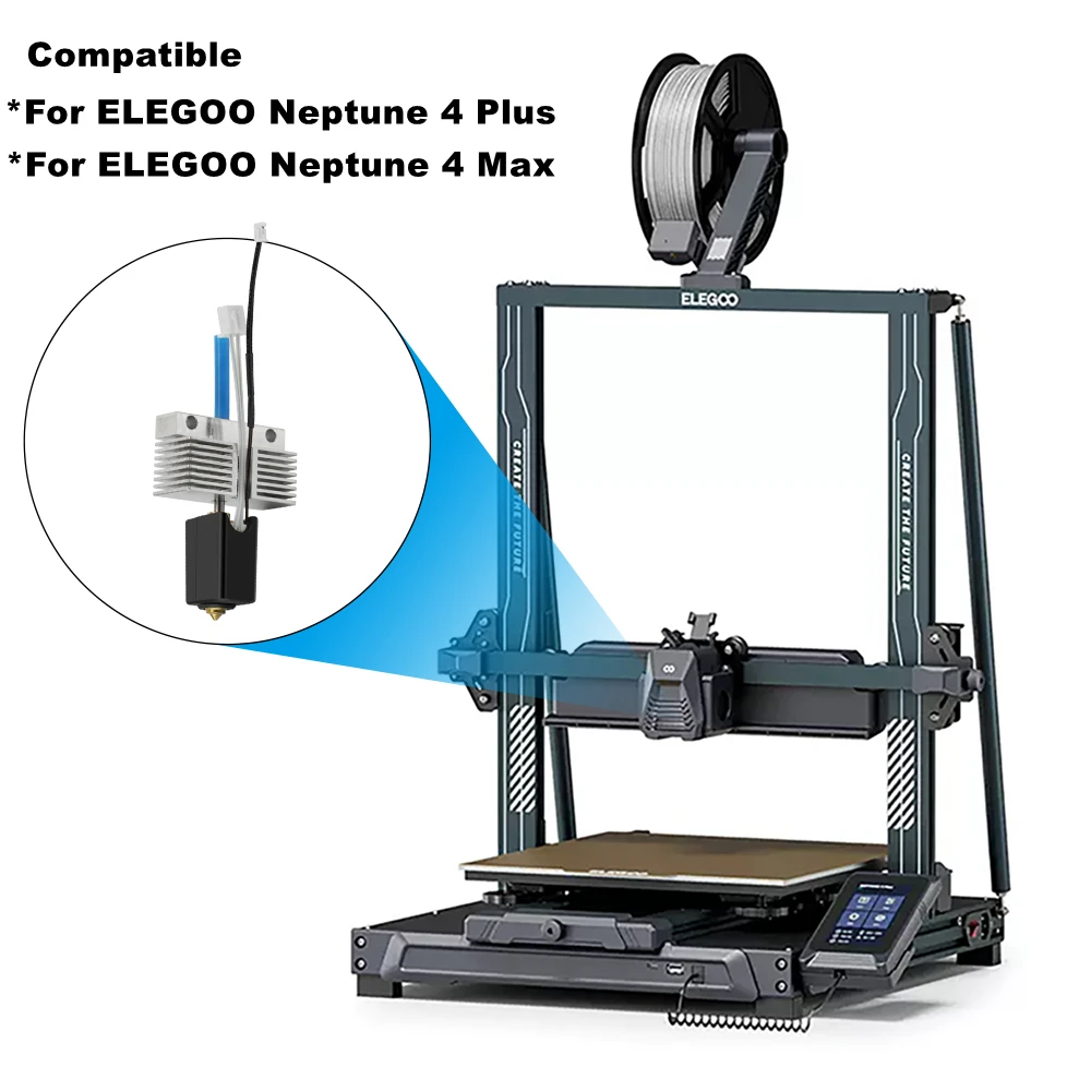 For ELEGOO Neptune 4 Max Hotend Kit Heatbreak Heater Cartridge 24V Thermistor Heating Block Extruder Head For Neptune4 Plus Part