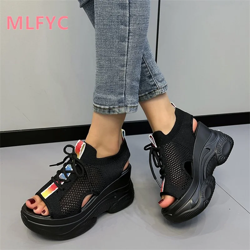 Women's Summer New Thick Sole Soft Sole Casual Flat Bottom Beach Sandals Women's Simple Fish Mouth Sandals Sneakers Mujer