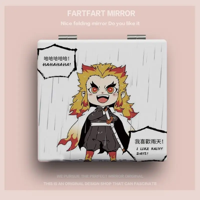 Nieuwe Demon Slayer Anime Cartoon Midouzi Tanjiro Mini Opvouwbare Kleine Spiegel Tweedimensionale Handheld Cosmetische Spiegel Gift Groothandel