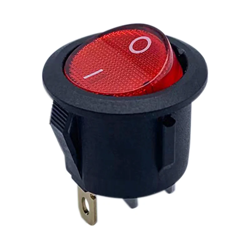 

10 шт. SPST вкл./выкл. 3 контакта неоновый свет круглый кулисный переключатель переменного тока 250 В/6 А 125 В/10 А