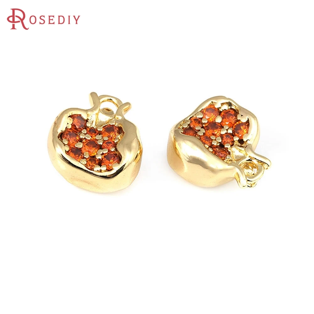 

4PCS Brass Zircon Pomegranate Charms Pendants High Quality Necklace Earrings Diy Jewelry Accessories