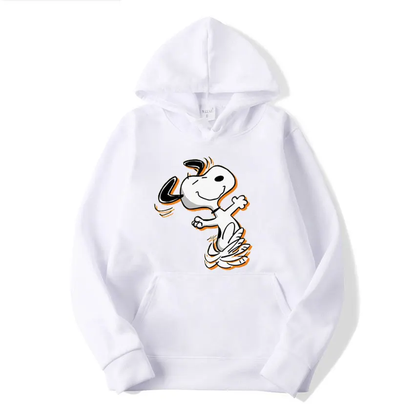 

Белый женский пуловер Snoopy с аниме-рисунком, топы, весна-осень, Мужская толстовка, новинка 2024, повседневная спортивная толстовка для пары, одежда