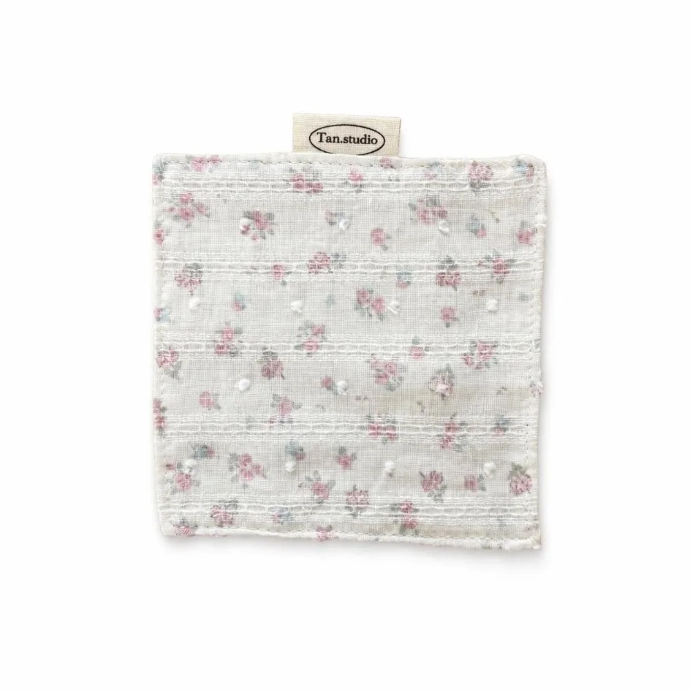 New Floral Cotton Coaster Bowknot Embroidery Table Placemat Non-Slip Stripe Series Water Cup Mat Country Style