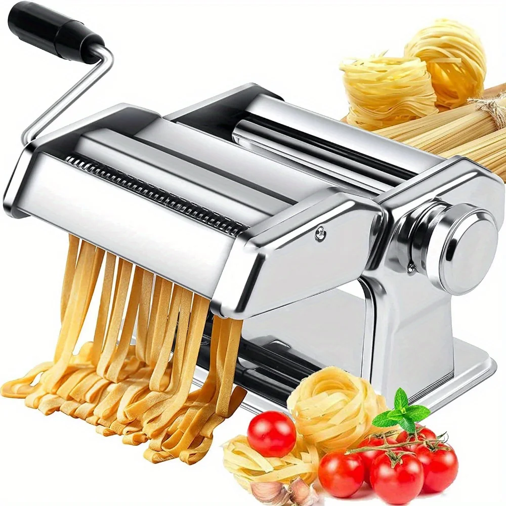 Ensemble d'outils de cuisine, machine à pâtes manuelle, rouleau à pâtes en acier inoxydable avec 7 réglages d'épaisseur, accessoires de cuisine pour spaghetti, fettuccine, lasagnes, aucune alimentation électrique requise, un excellent assistant pour les mères et les épouses en cuisine