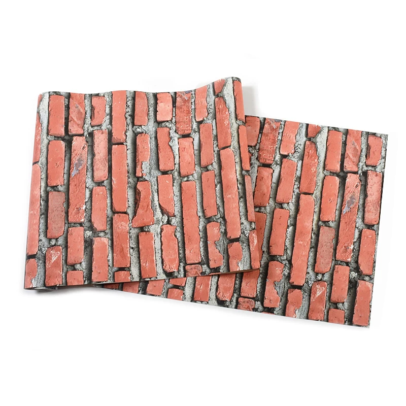 Vintage 3D Faux Brick Wallpaper Roll PVC Waterproof Red Brick Wall Vinyl Wall Paper Home Decor Living Room Papel De Parede 3D