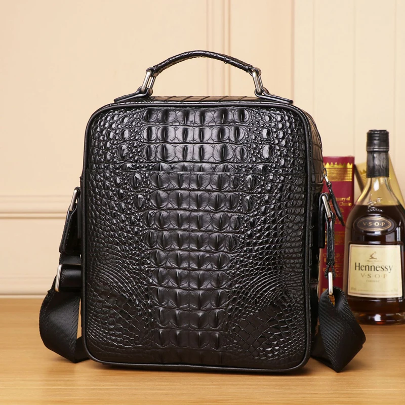 Genuine Leather alligator handbag large capacity men\'s briefcase business Crossbody bag fashion men\'s bag real cowhide bag