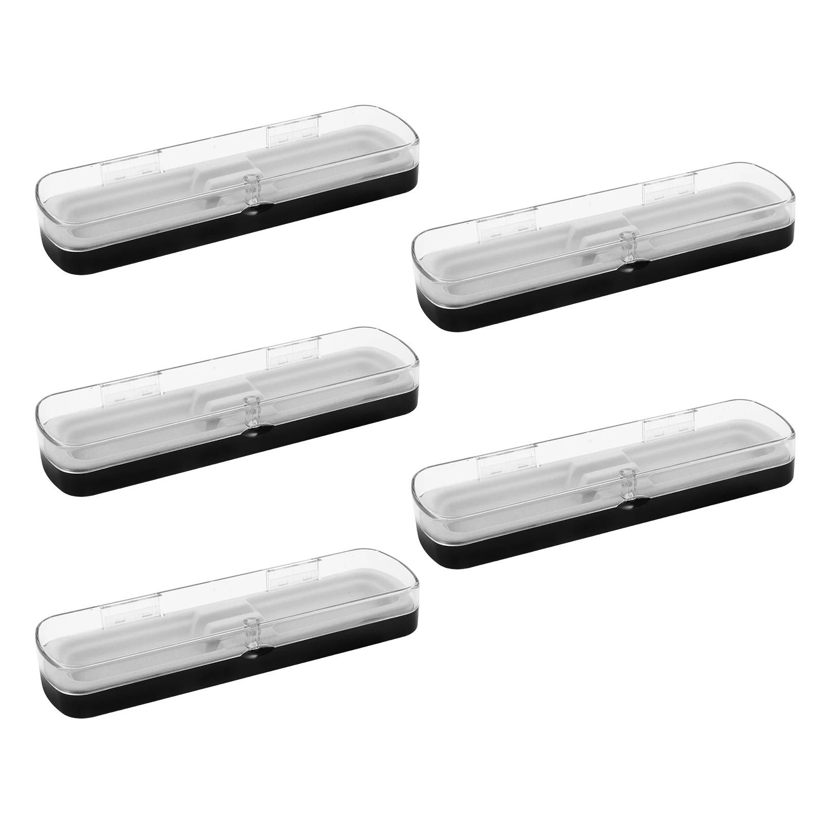 

5Pcs Rectangular Transparent Plastic Pen Case Desktop Organizer Pencil Box Fountain Pen Storage Container Pencil Box Plastic