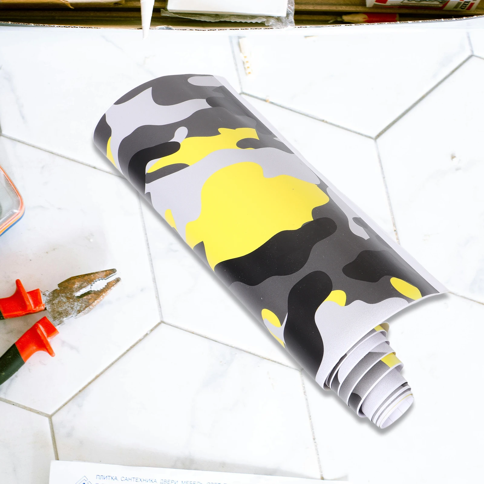 

Color Film 152x30cm Yellow Camo Wrap Camo Car Decal Film PVC Vinyl Sticker Durable UV Fit Most Models