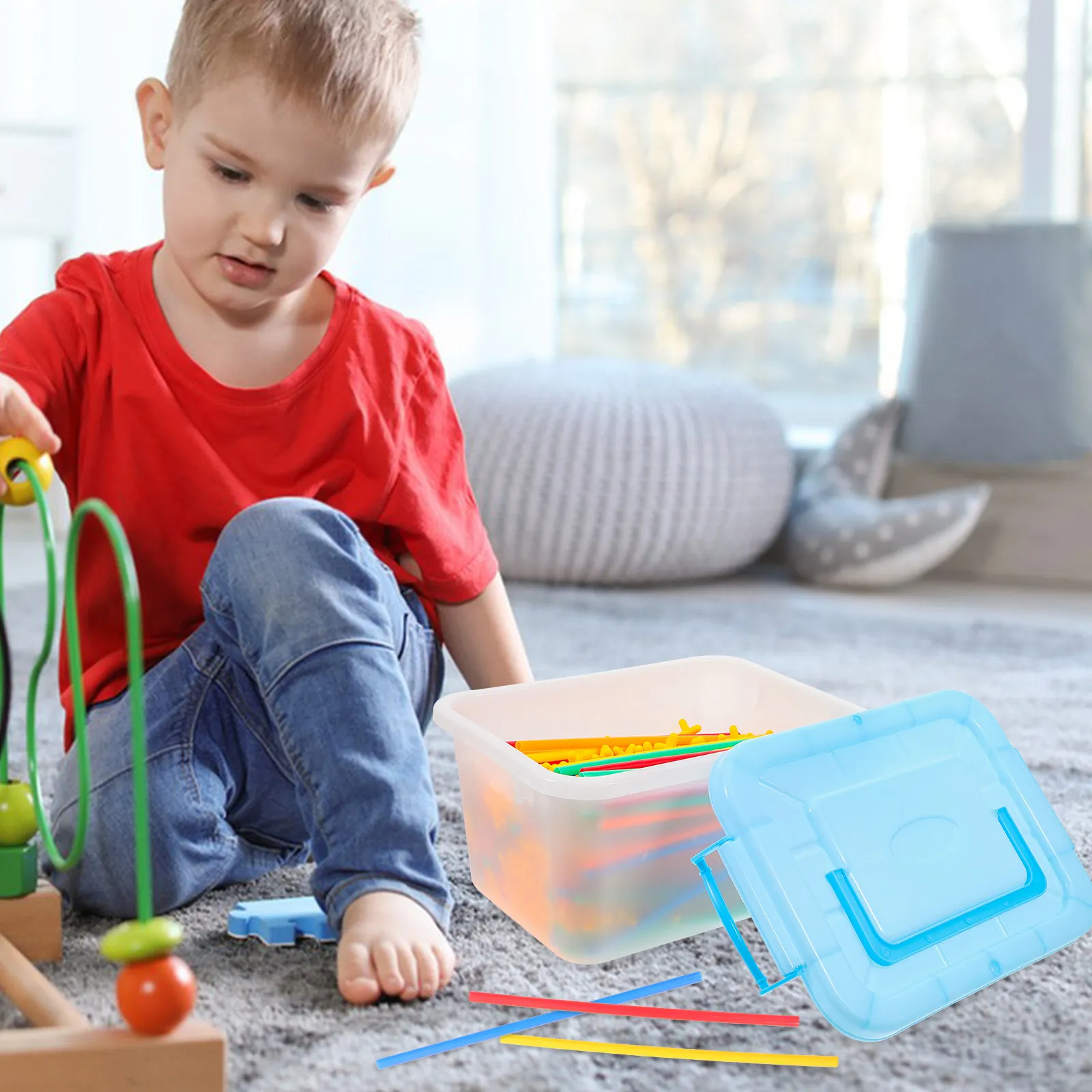 

Straw Constructor Building Set Kids Engineering Educational DIY Assembling Colorful Straw Blocks for Spatial Thinking Hand-Eye