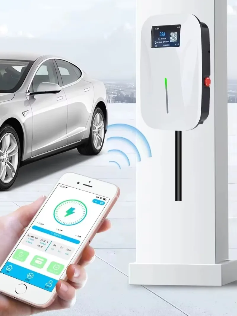 EV Charger 22kw Wallbox Fast Charging Station With 5M Cable Wall-Mounted Electric Vehicle Charger Commercial Charging Station