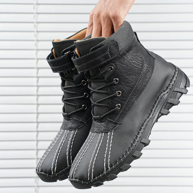 

Winter and Autumn Casual High-top Men's Boots, Large Size with Added Insulation for Warmth, Hand-sewn Outdoor Boots