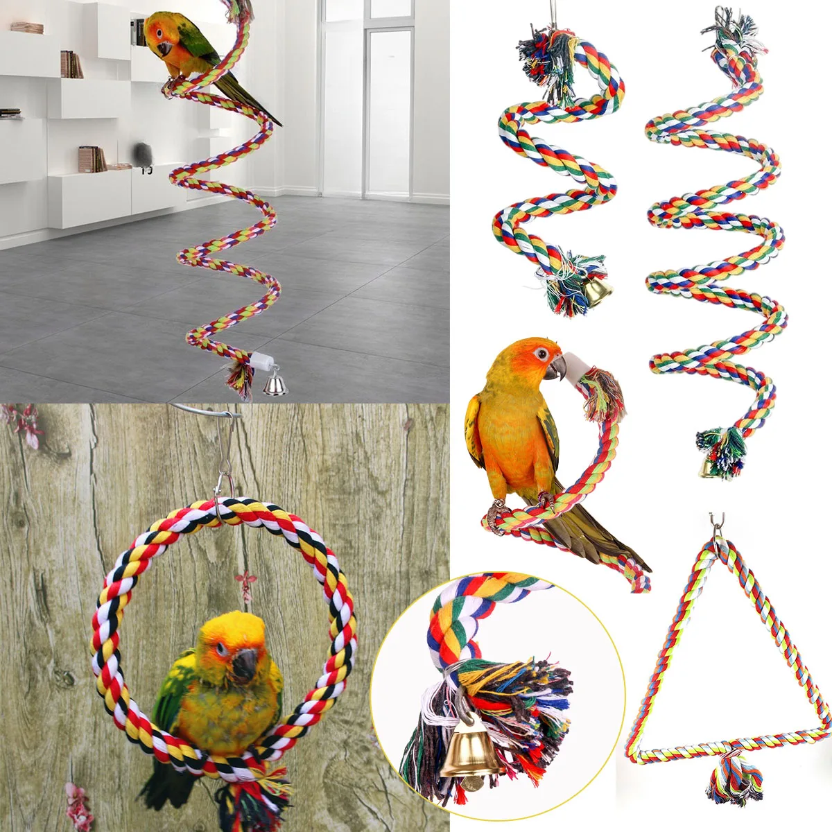 

1PCDurable Safe and Fun Colorful Cotton Rope Parrot Rotating Ladder Parrot Toy,Ideal Chewing & Climbing Toy for Birds!parrot Toy