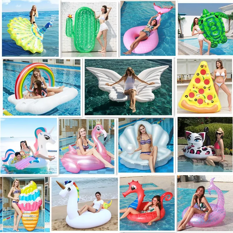 

2022 New Inflatable Floating Row Adult Oversized Water Inflatable Mount Flamingo Floating Bed Swan Swimming Ring Pool Toys