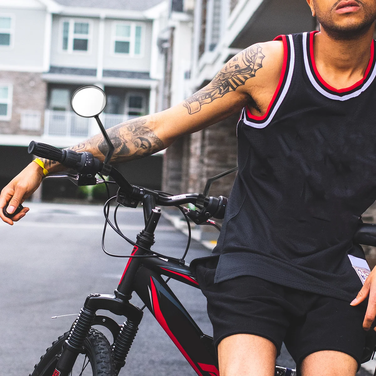 

Kisangel 2Pcs Rear View Mirror for Bike Handlebar Safety Cycling Accessory Black