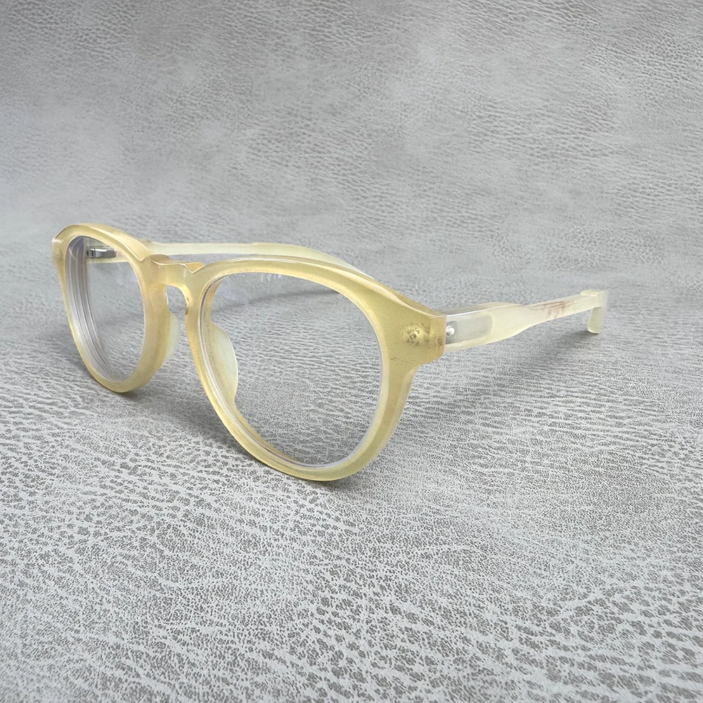 

Man Women Eyeglass Frames Custom Vintage Handmade Honey Horn Prescription Reading Glasses Frames Optical Lens Myopia Eyeglasses