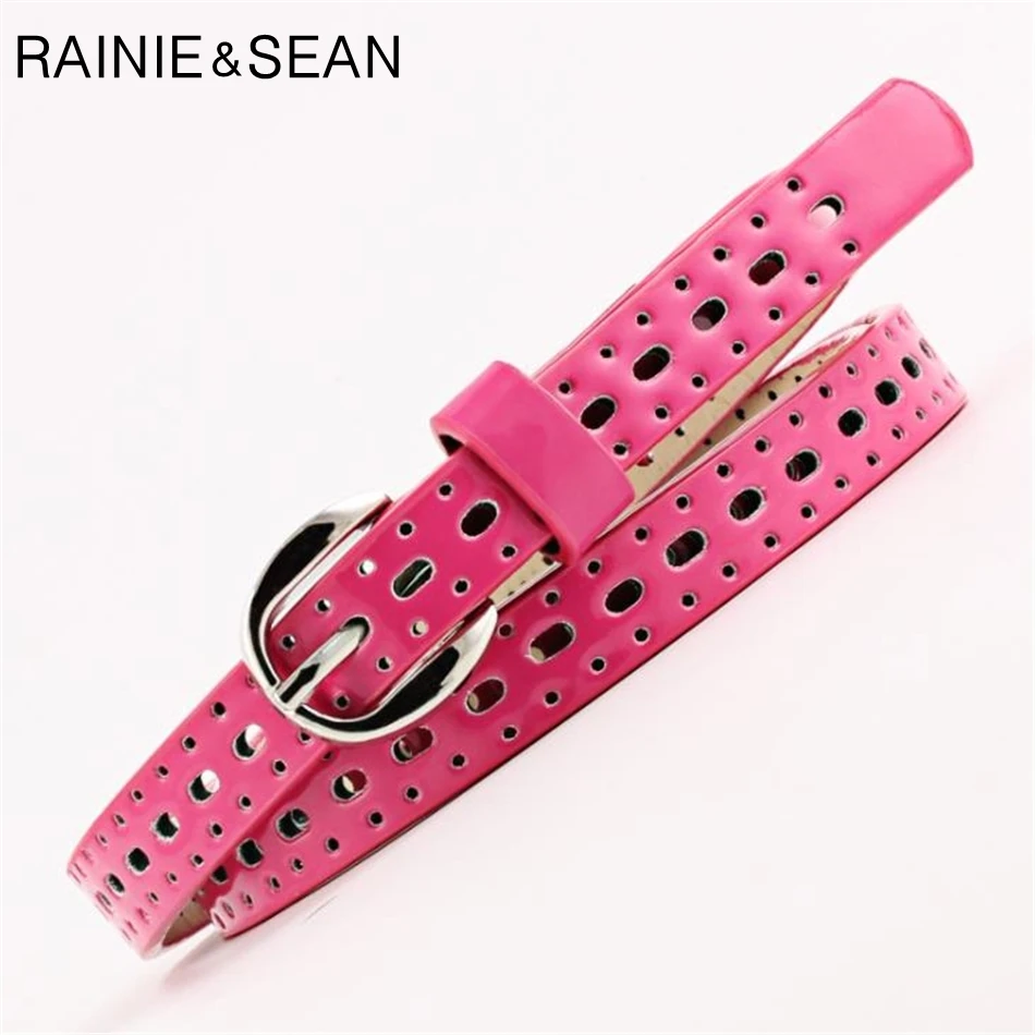 الوردي النساء حزام الجوف خارج بولي Leather الجلود Royalblue حزام المرأة الكورية السيدات عادية تصميم جديد الصلبة رقيقة حزام جلد للجينز