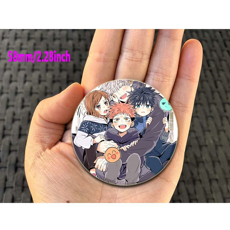 32/44/58mm Anime Jujutsu Kaisen Tinplate Brooch Pins Figure Icon Badge Handmade Brooches Breastpin for Backpack Clothes Gift