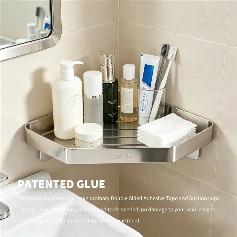 [NEWA64Z!】 Corner Shelf Stainless Steel Shower Caddy Anti-Rust Corner Storage Shower Organizer Wall Mount For Kitchen Bathroom