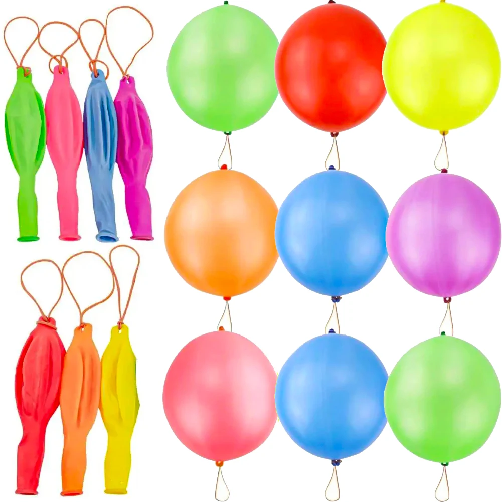 20/10PCS Children's Toy Latex Balloon with Rubber Band Punched Pat Balloon Elastic Toy Children Birthday Party Decoration Gifts