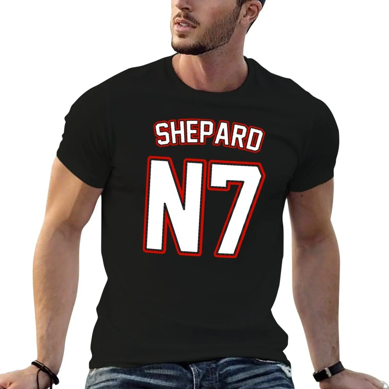 

Commander Shepard Jersey | Mass Effect Athletic Jersey | White Lettering T-Shirt t shirts for man pack cotton T-Shirt