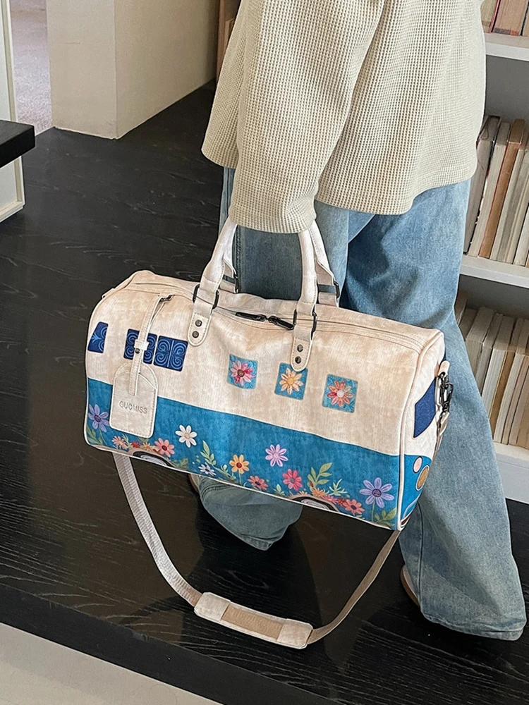 Women'S Bag Gym Sports Fitness Painted Bus Hippie Travel Tote Luggage Vintage Large Capacity Yoga Handbag Dry-Wet Separation Bag