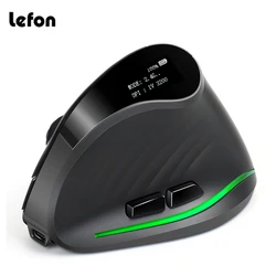 Lefon F35C Wireless Vertical Mouse Ergonomic Bluetooth Mouse 4000DPI 7 Buttons with OLED Programmable Gaming Mice for PC Laptop