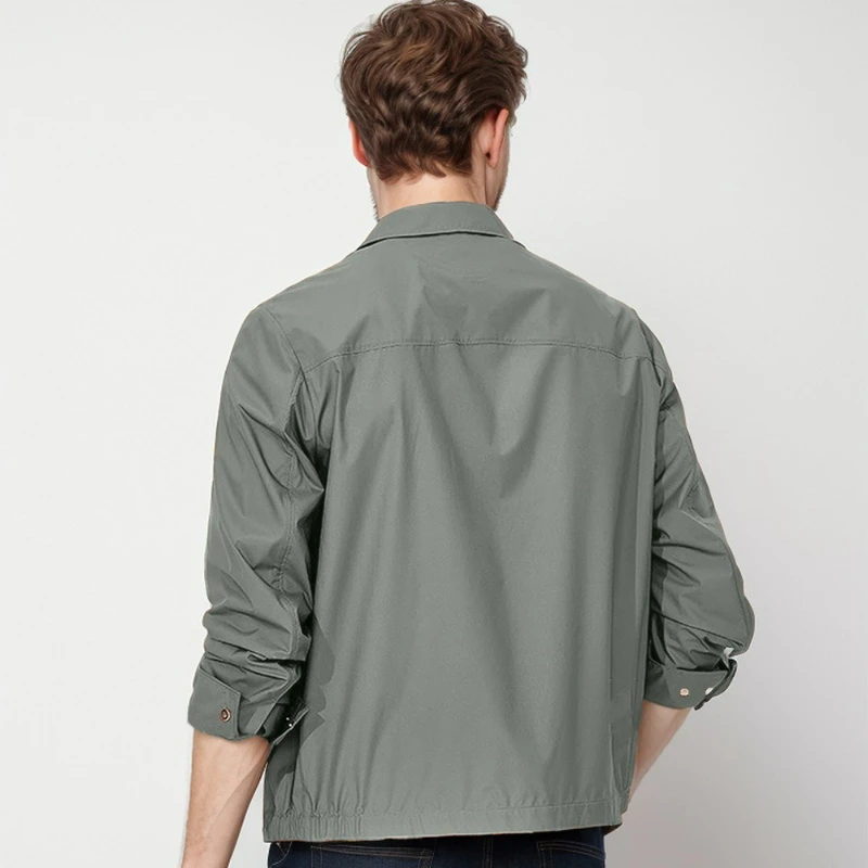 Spring and Autumn New European and American Men's Jacket Jacket Solid Color Simple Shirt Casual Jacket Men's Top Temperament