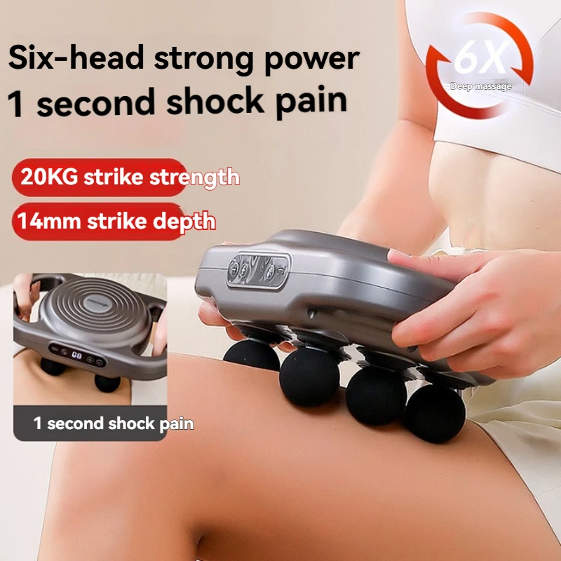 

6-Head Electric High Frequency Muscle Relaxation Massage Gun, Masseur Musculaire Profond Corps, Taille et os, Masseur de Cou et