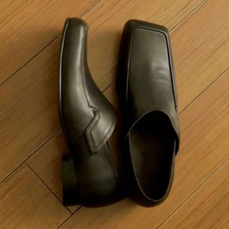 

Британские лоферы с плоской подошвой, универсальные повседневные туфли с острым носком, низкие, женские кожаные туфли, мужские туфли-трансформеры с подошвой в форме конского копыта