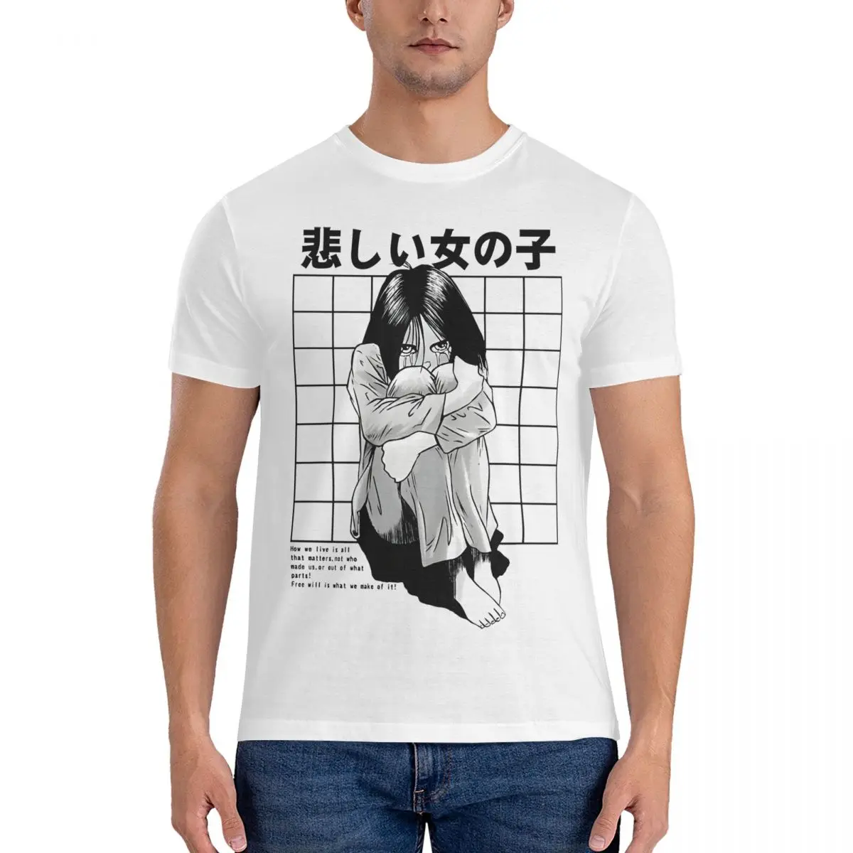 Leisure Alita T-Shirt for Men Crew Neck Cotton T Shirts Battle Angel Short Sleeve Tees Classic Clothing